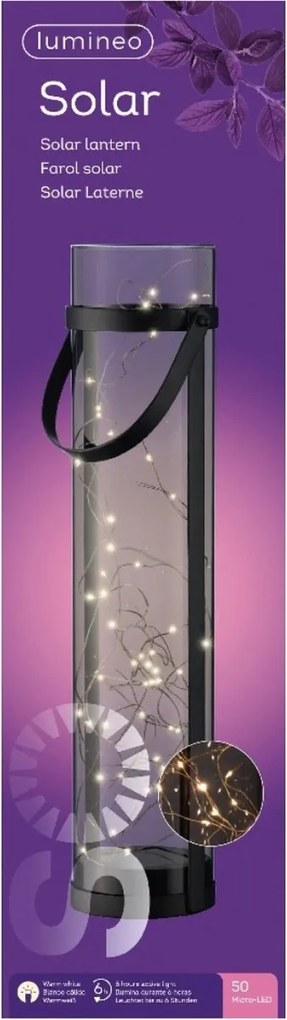 Solárna lampa LANTERN GREY 46 cm sivá