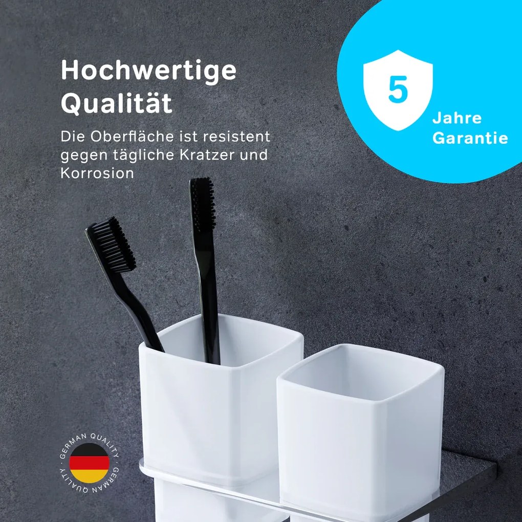 Sklenený pohár na zubné kefky AM.PM Inspire 2.0 AIB343400 nástenný, dvojitý, chróm