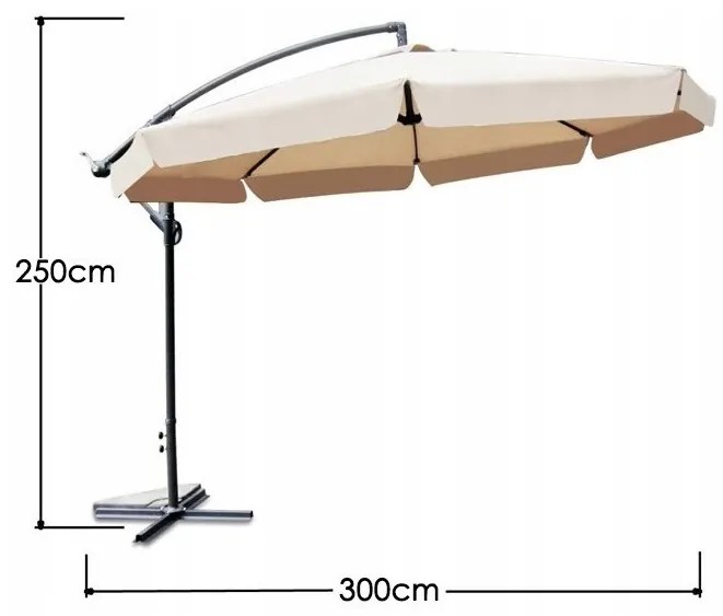TRENDIE Záhradný slnečník Summer - tmavo béžový 300cm