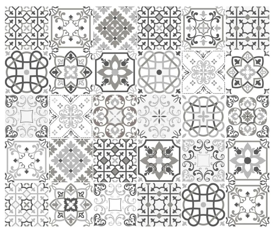 Sada 30 nástenných samolepiek Ambiance Cement Tiles Shade of Gray Bari, 10 × 10 cm