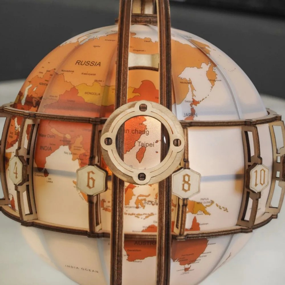 Robotime Rokr Svítící 3D dřevěné puzzle Globus 180 ks