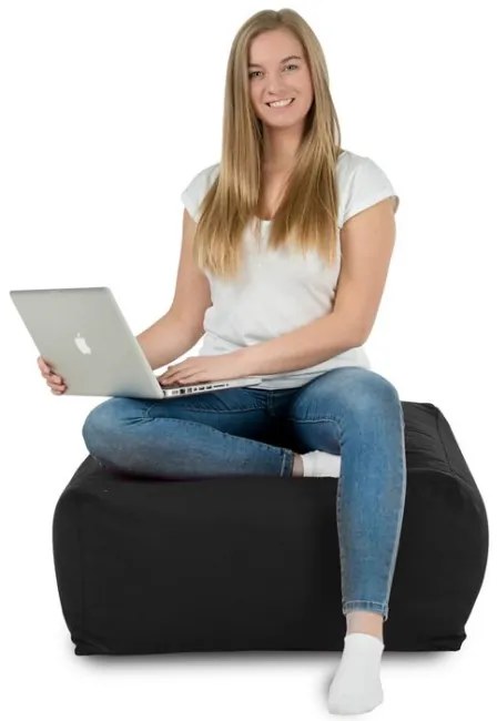 Plyšová taburetka kocka čierna