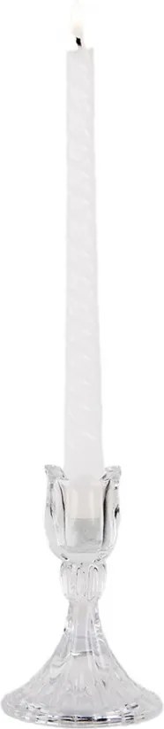 Transparentný sklenený svietnik na úzku sviečku v tvare tulipánu - Ø 8*12 cm