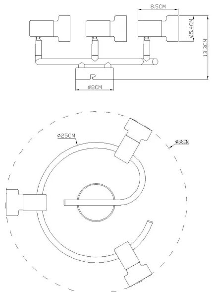 Globo 57917-3N - Bodové svietidlo MASON 3xGU10/25W/230V čierna/strieborná