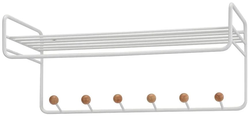 Nástenný vešiak s policou a háčikmi Gc7230 biely/prirodzený