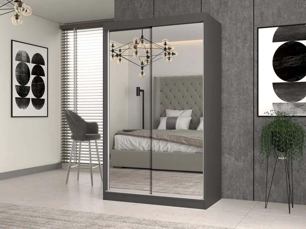 Šatníková skriňa s 2 zrkadlami IGA 120 cm antracit