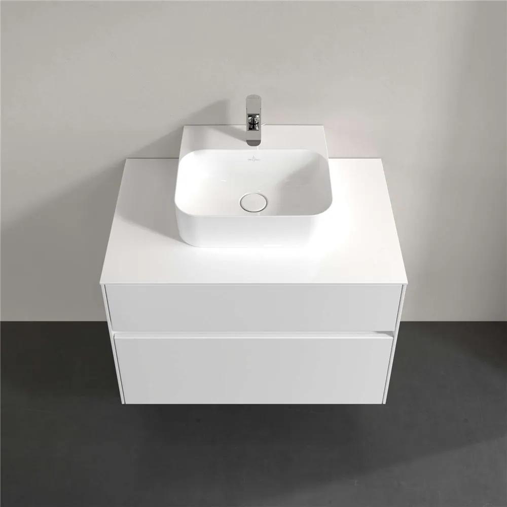 VILLEROY &amp; BOCH Collaro závesná skrinka pod umývadlo na dosku (umývadlo v strede), 2 zásuvky, 800 x 500 x 548 mm, Glossy White, C09300DH