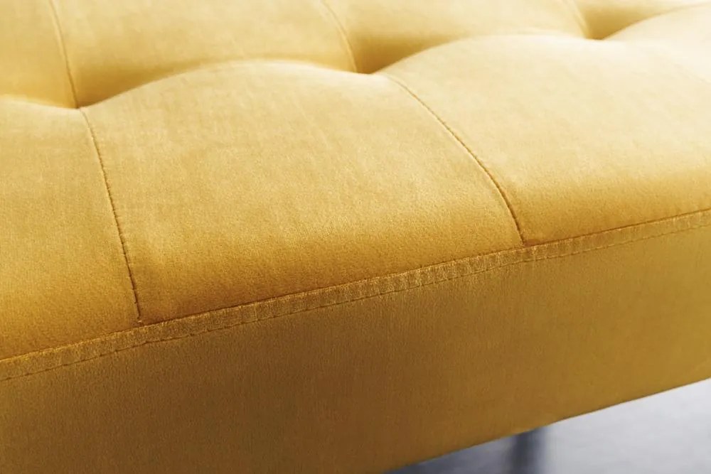 Invicta Interior - Elegantná lavica BOUTIQUE 95 cm, horčicovo žltá, zamat