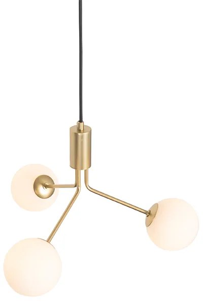 Závesné svietidlo v štýle Art Deco zlaté s opálovým sklom 3-svetlo - Coby