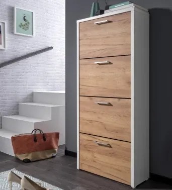 Botník Fulda, biela/medový buk, výška 152 cm%