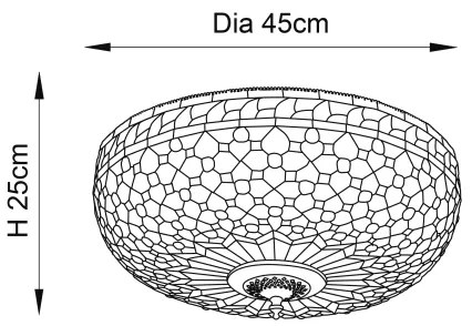 Endon 64276 - Stropné svietidlo Tiffany MILLE FEUX 2xE27/60W/230V priemer 45 cm