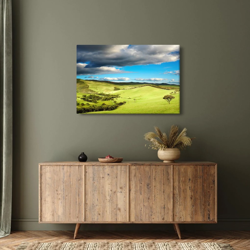 Obraz - Zelená krajina s pahorkami (90x60 cm)