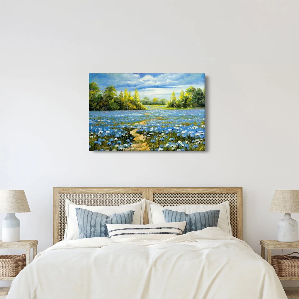 Obraz - Cestička v poli, olejomaľba (90x60 cm)