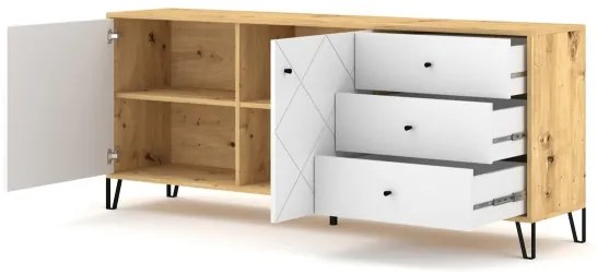 Komoda SULA dub artisan/biela