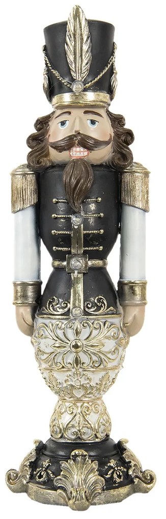 Dekorácia luskáčik v čiernom a LED svetielka - 19*19*58 cm