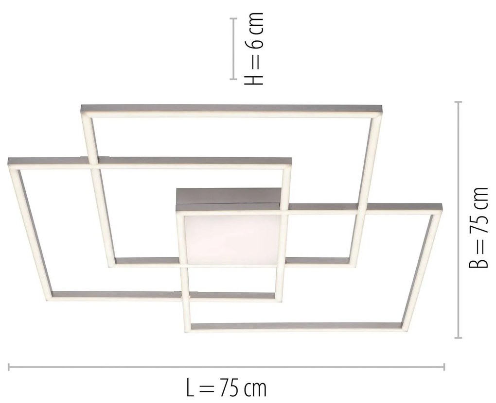Stropné LED svetlo Asmin, CCT, tri štvorce