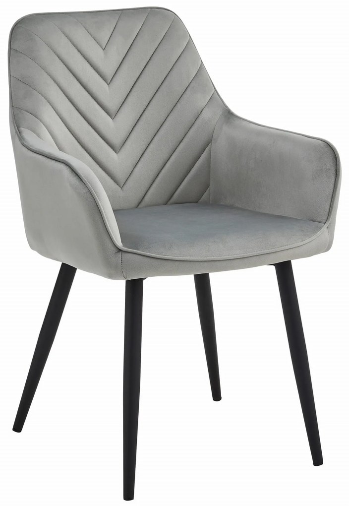 TRENDIE Zamatová jedálenská stolička SOFIA svetlo sivá