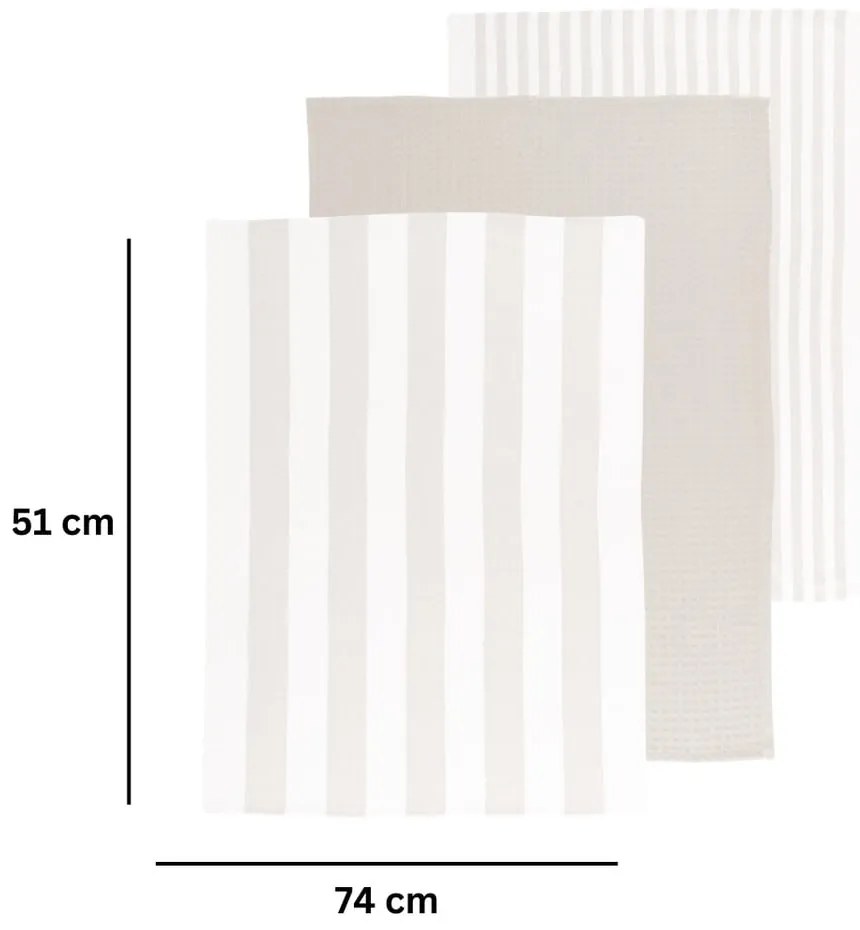 Bavlnené utierky v súprave 3 ks 51x74 cm Marra – Tiseco Home Studio