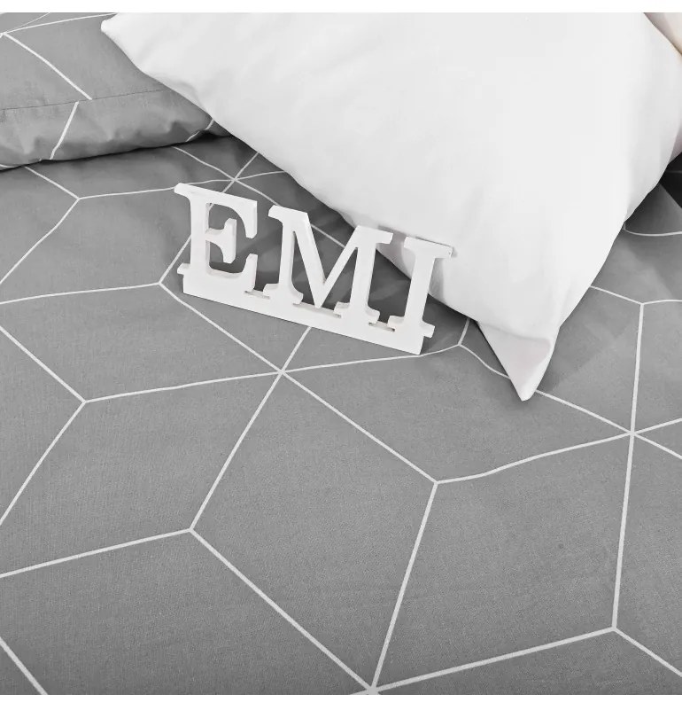 Obliečky bavlnené Alya grey EMI, Štandardný set jednolôžko obsahuje 1x 140x200 + 1x 70x90