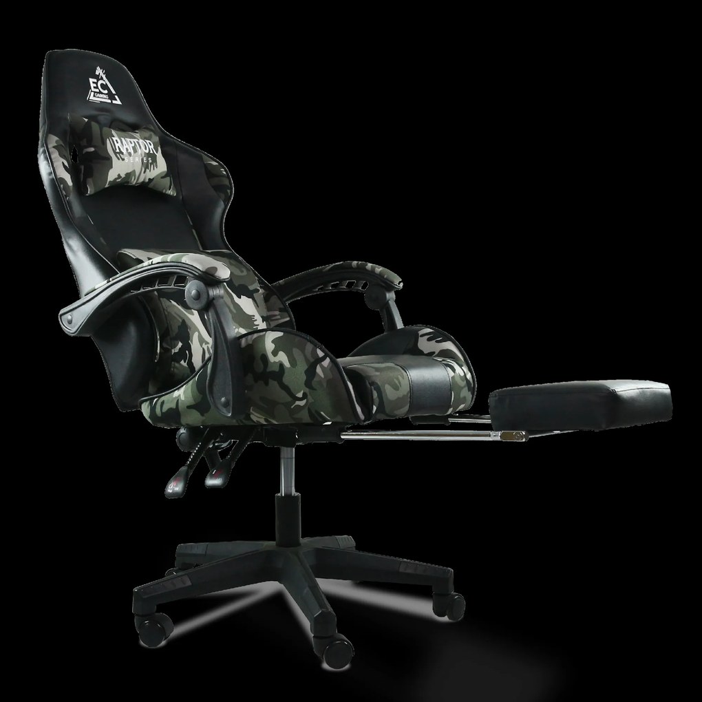 JAKS PREMIUM HERNÉ KRESLO POLOHOVATEĽNÉ EKO - KOŽA ARMY + MASÁŽNY VANKÚŠ
