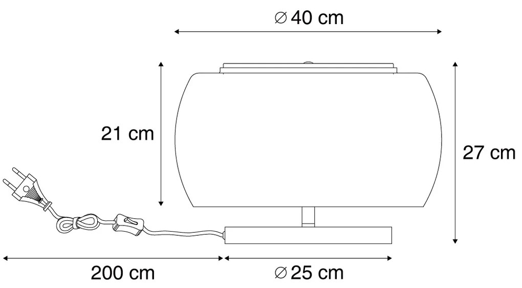 Dizajnová stolná lampa čierna s dymovým sklom 2-svetelná - Bino