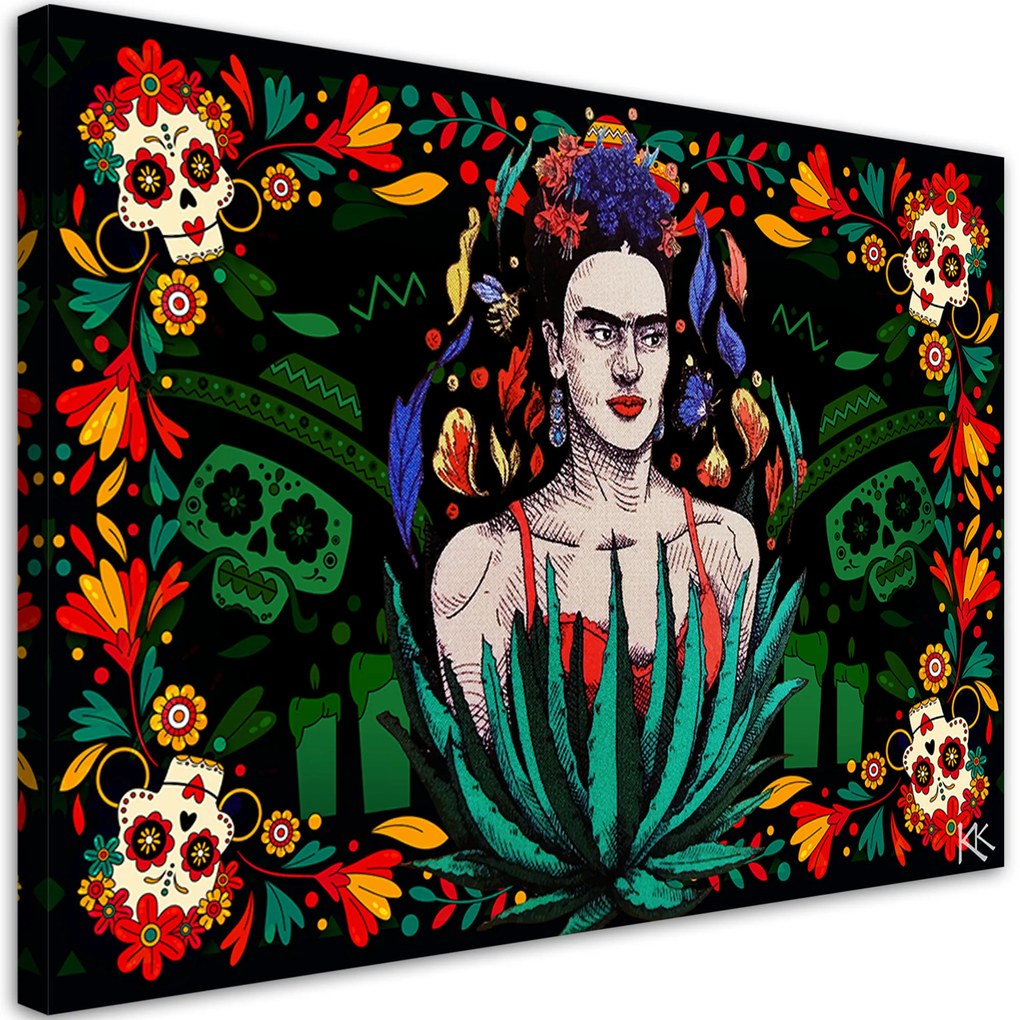 Gario Obraz na plátne Frida Kahlo v mexickom reliéfe Rozmery: 90 x 60 cm