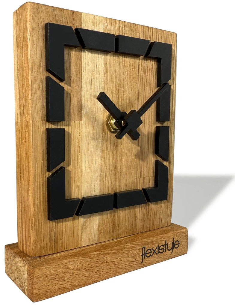Dekorstudio Drevené stolové hodiny Square OAK - čierne