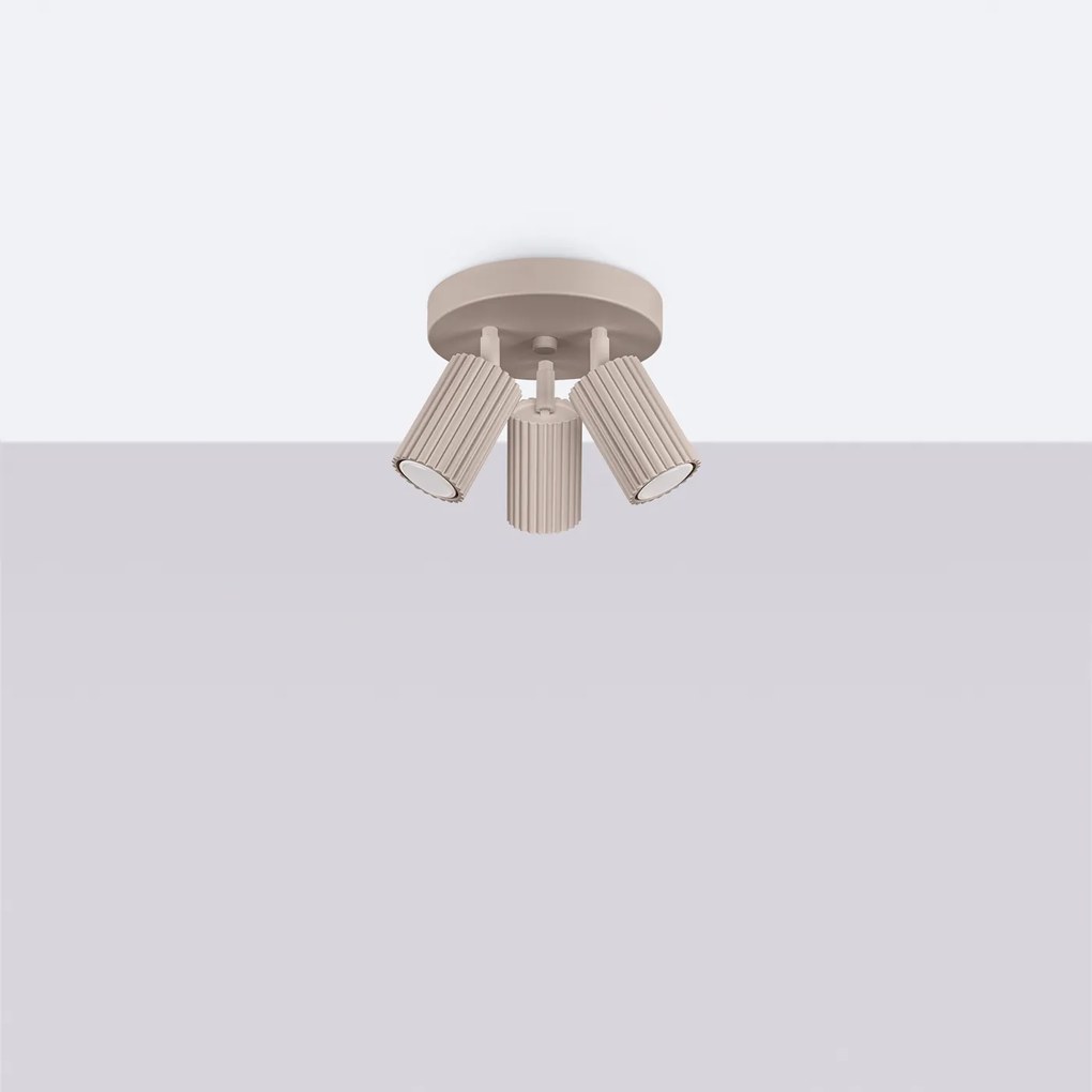 Stropné svietidlo Karbon, 3x tmavobéžové hliníkové tienidlo, (možnosť polohovania)