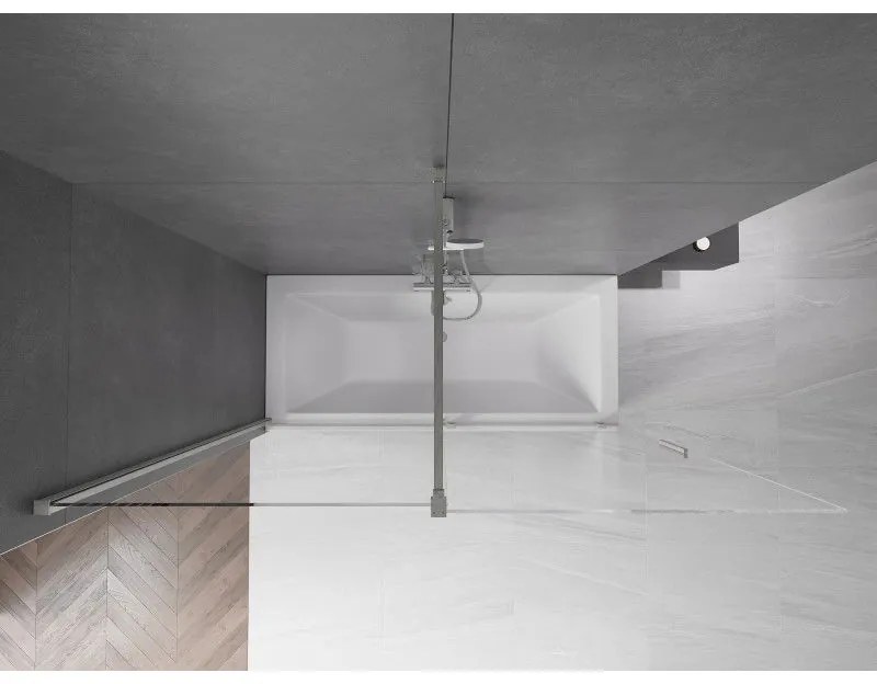 Mexen Velar, 2-krídlová posuvná vaňová zástena 180 x 150 cm, 8mm číre sklo, brúsená oceľ, 896-180-000-01-97