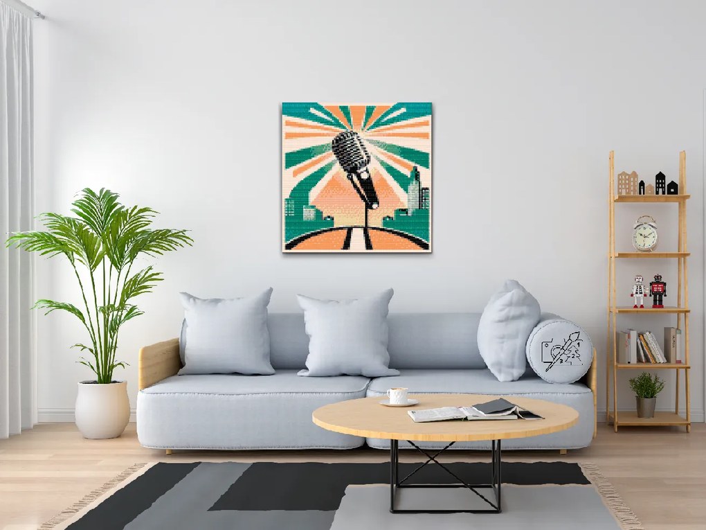 Gario Diamantové maľovanie Mikrofón Rozmery: 50 x 50 cm, Rámovanie: Iba zrolované plátno, Diamanty: Okrúhle