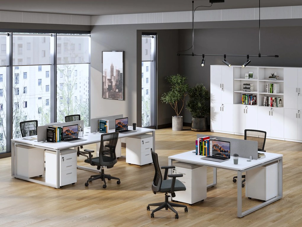 Kancelárska zostava 2 osoby Houseland Prime Max 01 140 cm biela