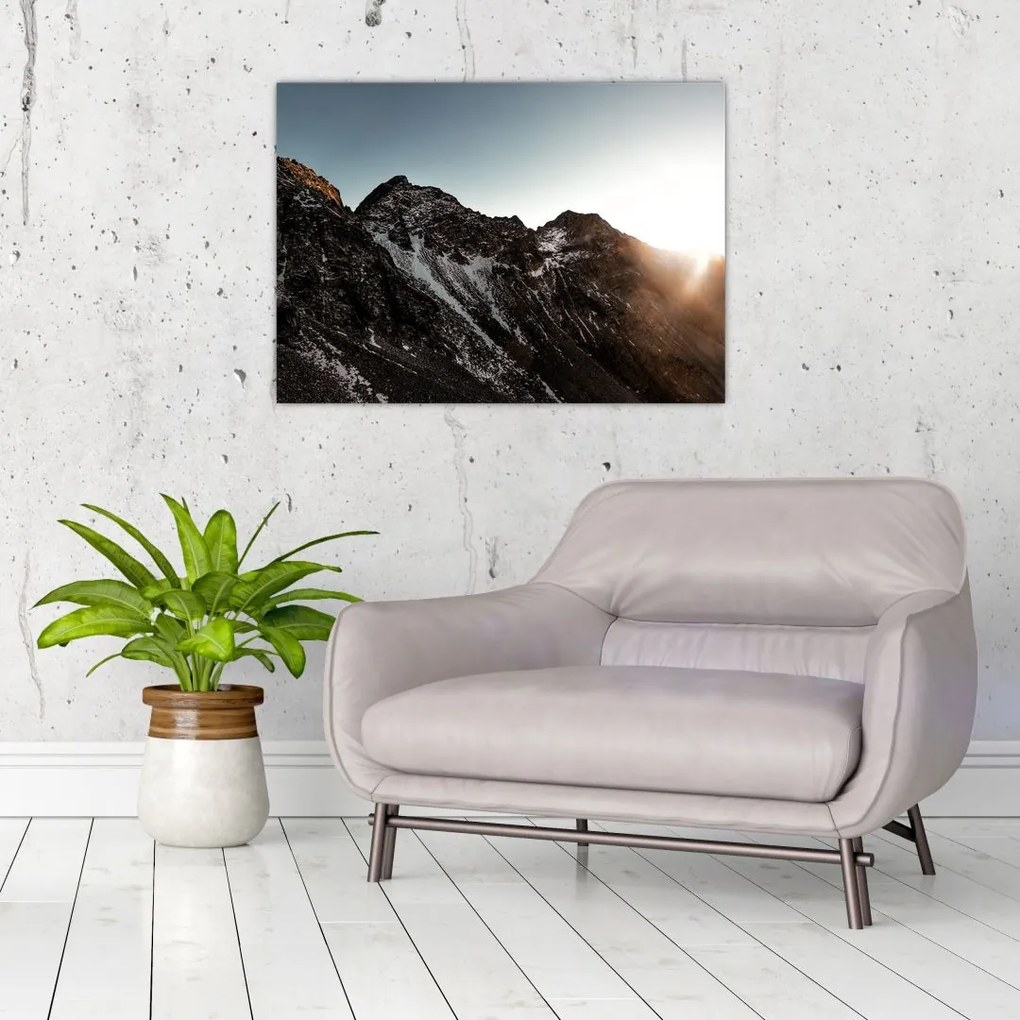 Sklenený obraz skalnatého pohoria (70x50 cm)