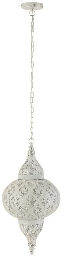Biele kovové závesné svetlo / luster Oriental drop - Ø 31*133 cm