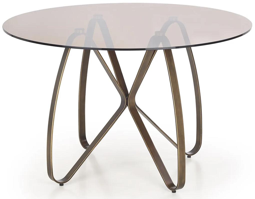 Okrúhly sklenený jedálenský stôl Lungo - hnedá / zlatá