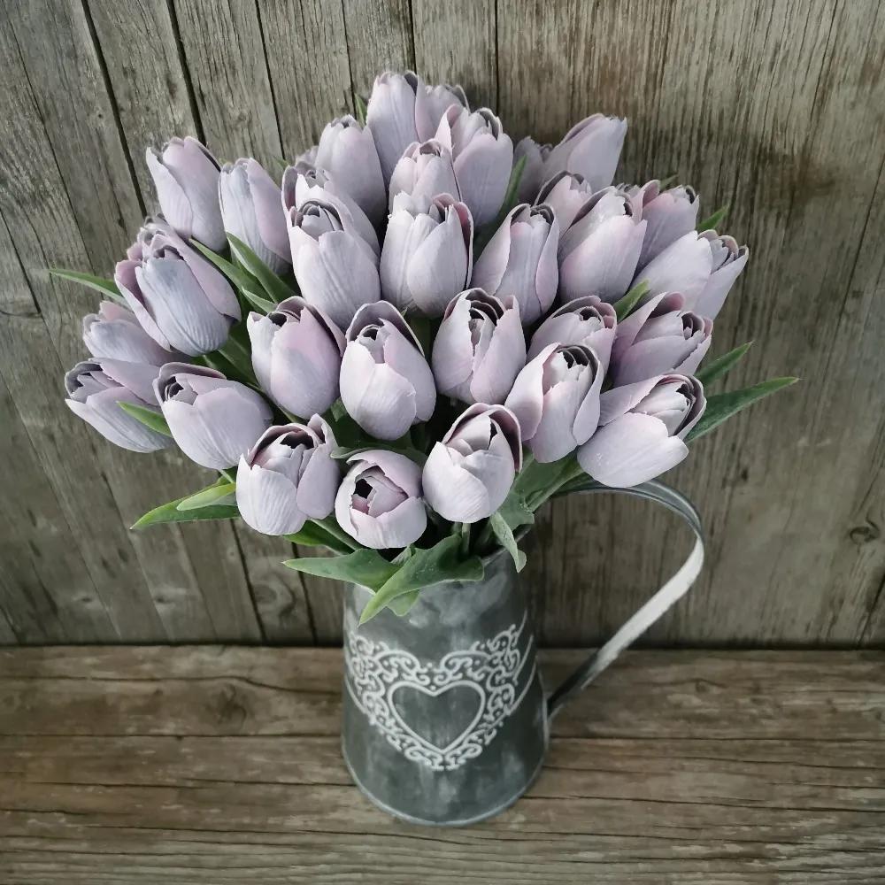 Tulipán umelý fialovo rúžový jemne bielený 43cm cena za 1ks