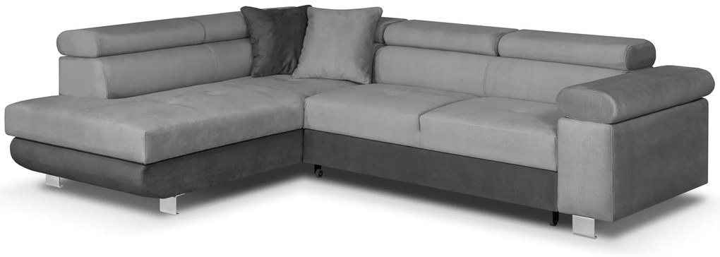 MEGA AKCE Rozkládací rohová sedací souprava FREDO Tmavě Šedá / Šedá 84+92 - Levý