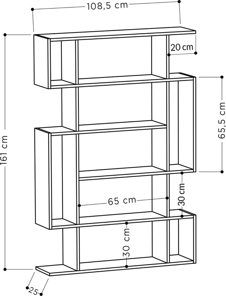 Knižnica Houseland Mito dub safírový/antracit
