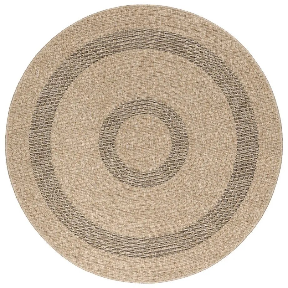Čierno-béžový okrúhly vonkajší koberec ø 80 cm Comilla – Ayyildiz Carpets