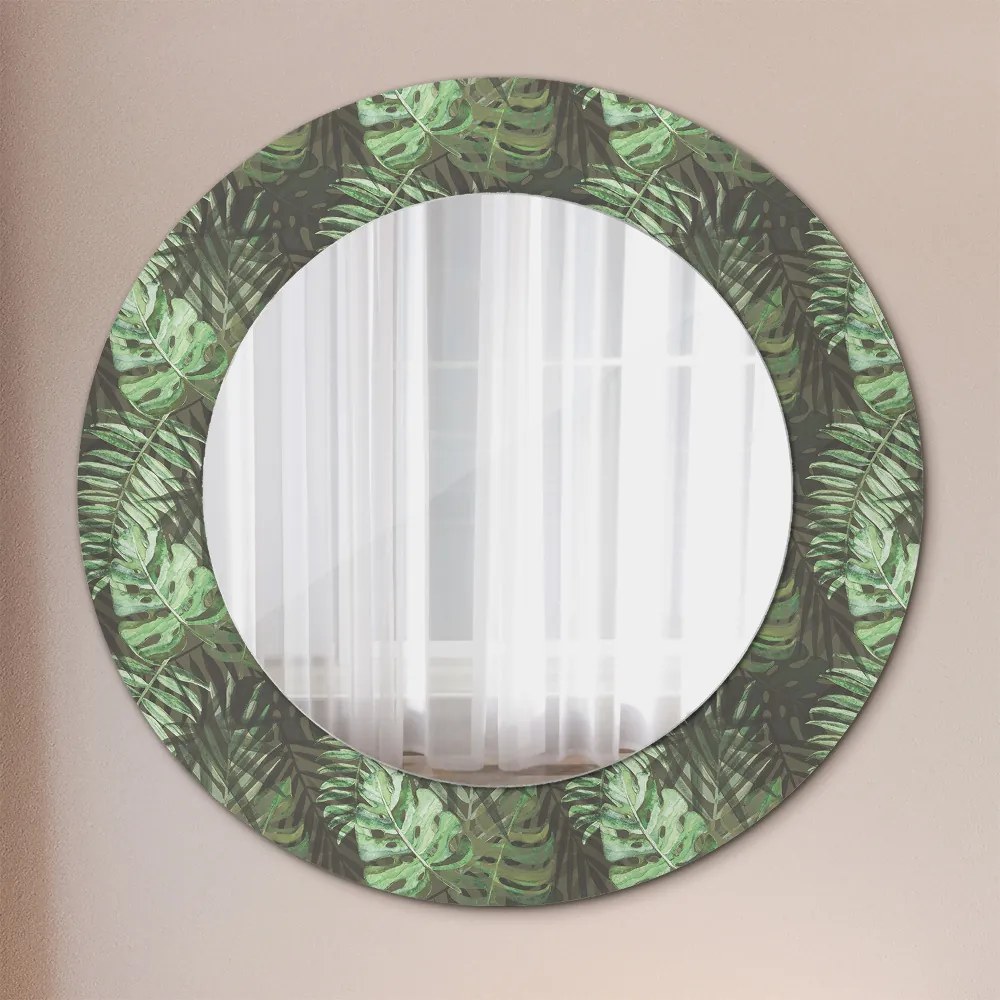 Tropické listy Okrúhle dekoračné zrkadlo na stenu