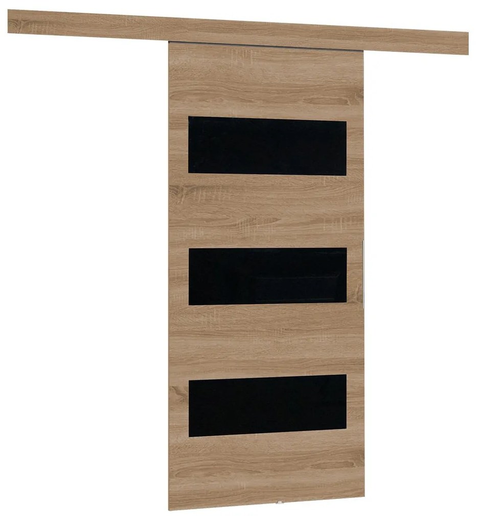 Posuvné dvere Mereno II 90, Farba:: Biela / Grafit + čierny lacobel