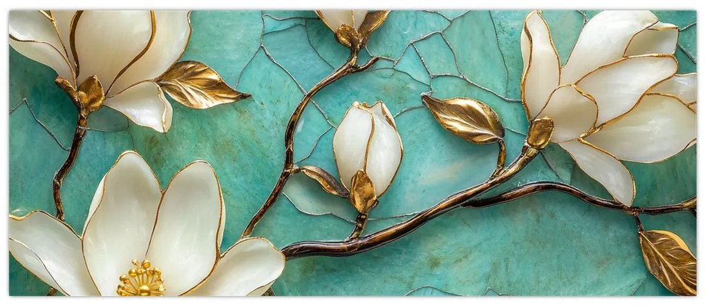 Obraz - 3D magnólia (120x50 cm)