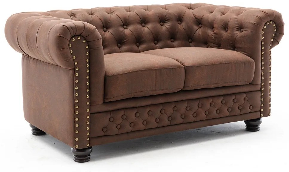 Dizajnová dvojsedačka Chesterfield II 150 cm antik hnedá