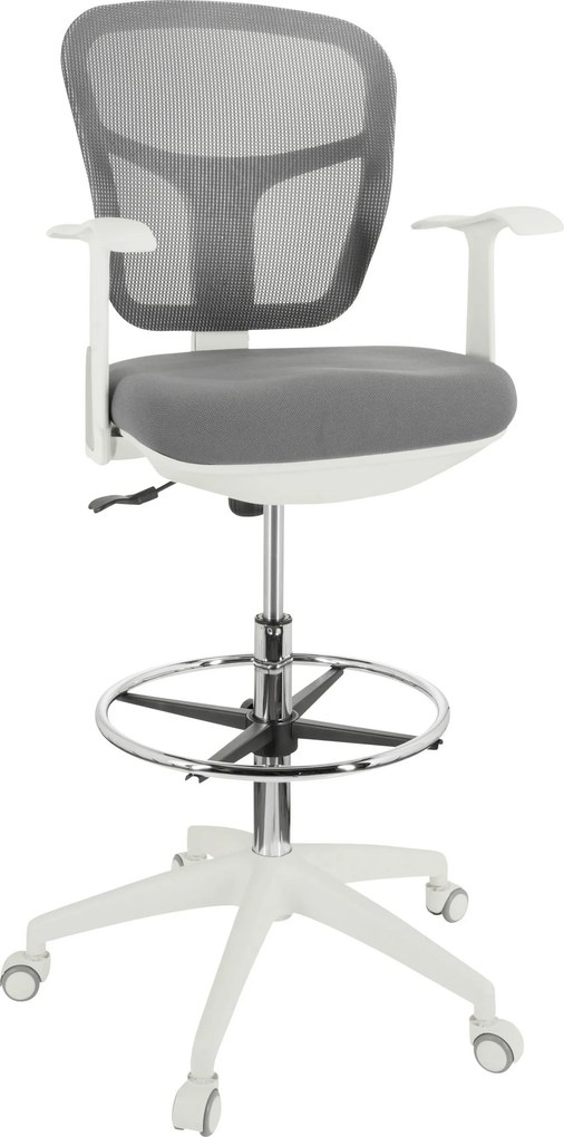 XXXLutz OTOČNÁ STOLIČKA, sieťovina, plochá tkanina, sivá, biela MID.YOU - Online Only kancelárie - 001918062301