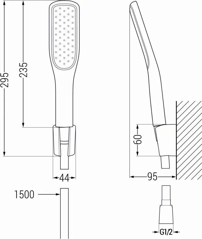 Mexen príslušenstvo - 1-bodový ručný sprchový set R-49, čierna/zlatá,785495052-75