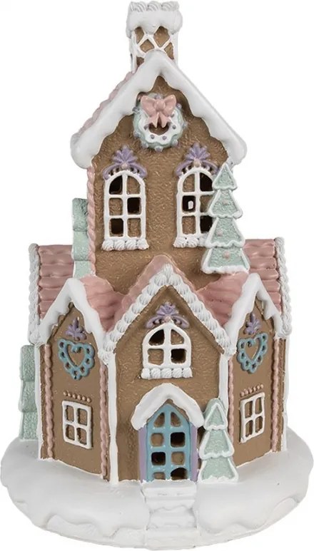 Hnedá svietiaca perníková chalúpka Gingerbread House - Ø 14*22 cm / 3*AAA