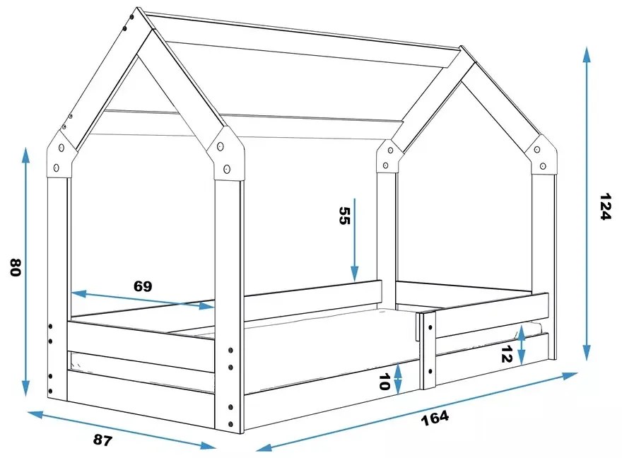Domčeková posteľ DOMČEK 1 160x80 borovica