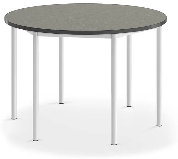 Stôl SONITUS, kruh, Ø 1200x760 mm, linoleum - tmavošedá, biela