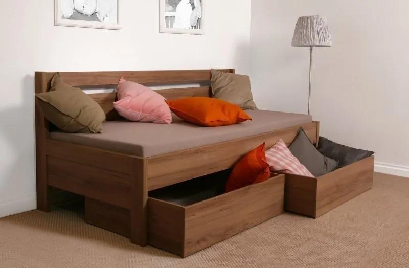 BMB TINA - masívna dubová posteľ 90 x 200 cm s podrúčkami, dub masív