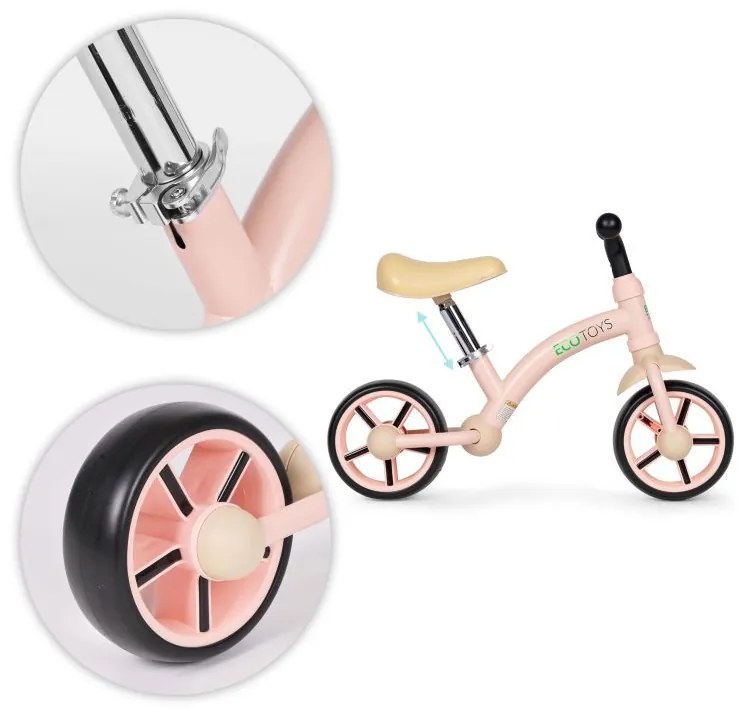 Detské odrážadlo -  bicykel ECOTOYS ružová