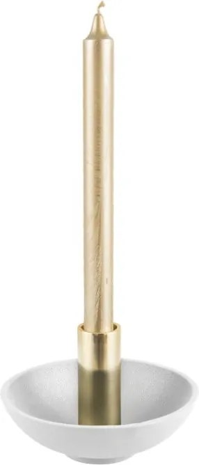 Biely svietnik s detailom v zlatej farbe PT LIVING Nimble, výška 9,5 cm